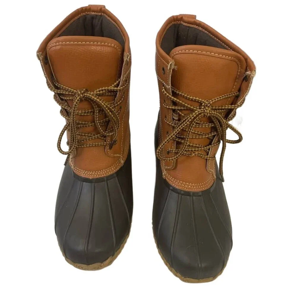 Target Womens Size 10 Steel Shank Partial Leather Lace Up Duck Rain Boots